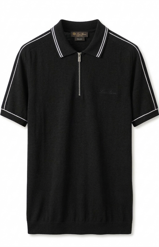 Loro Piana knit zip-up polo shirt