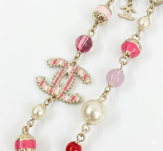 Chanel Pearl and Glass Bead CC Long Necklace