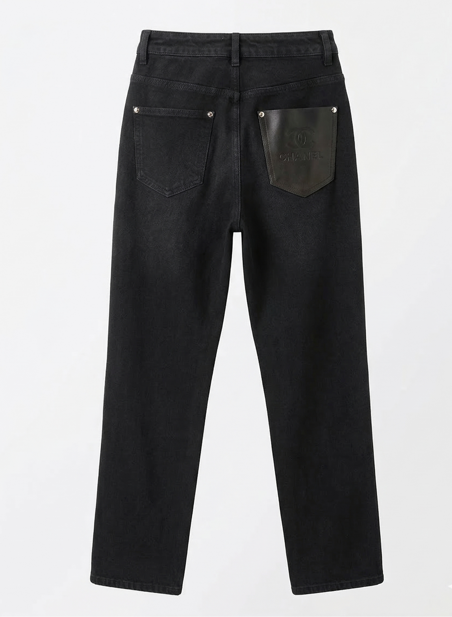 Chanel Leather Patch Pocket Jeans