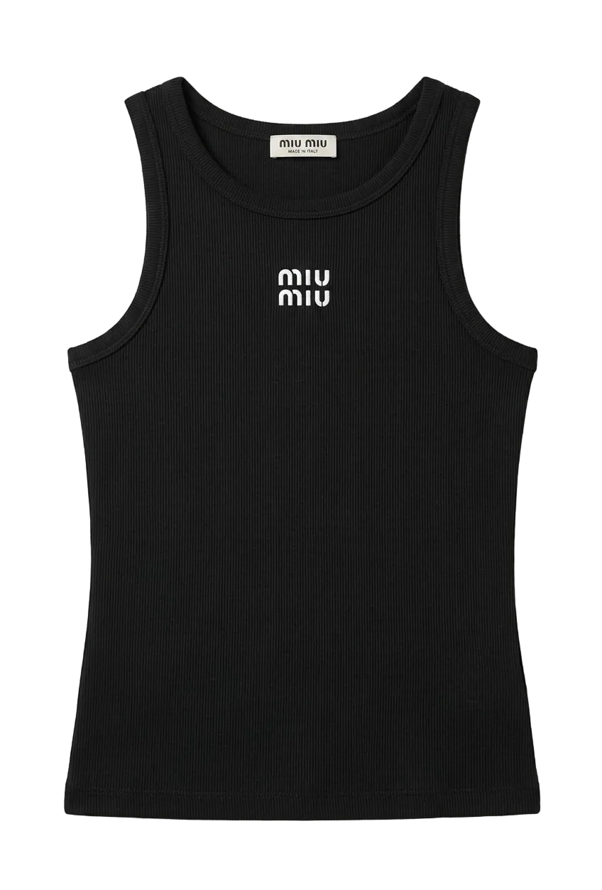 Miu Miu logo-embroidered ribbed tank top