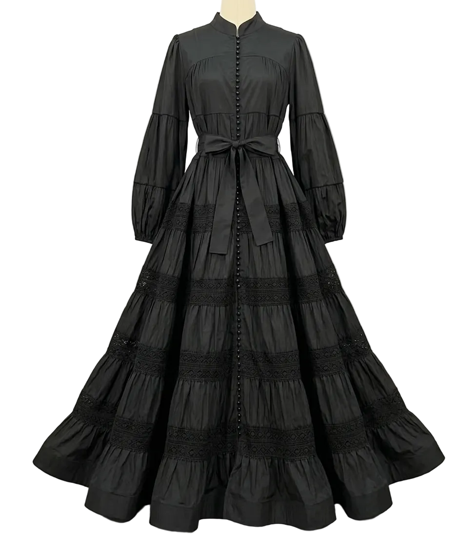 Women's vintage-style tiered maxi dresses