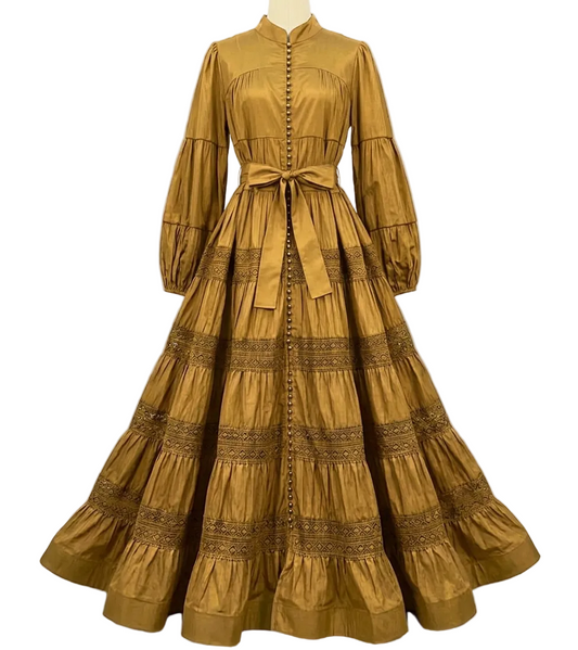 Women's vintage-style tiered maxi dresses