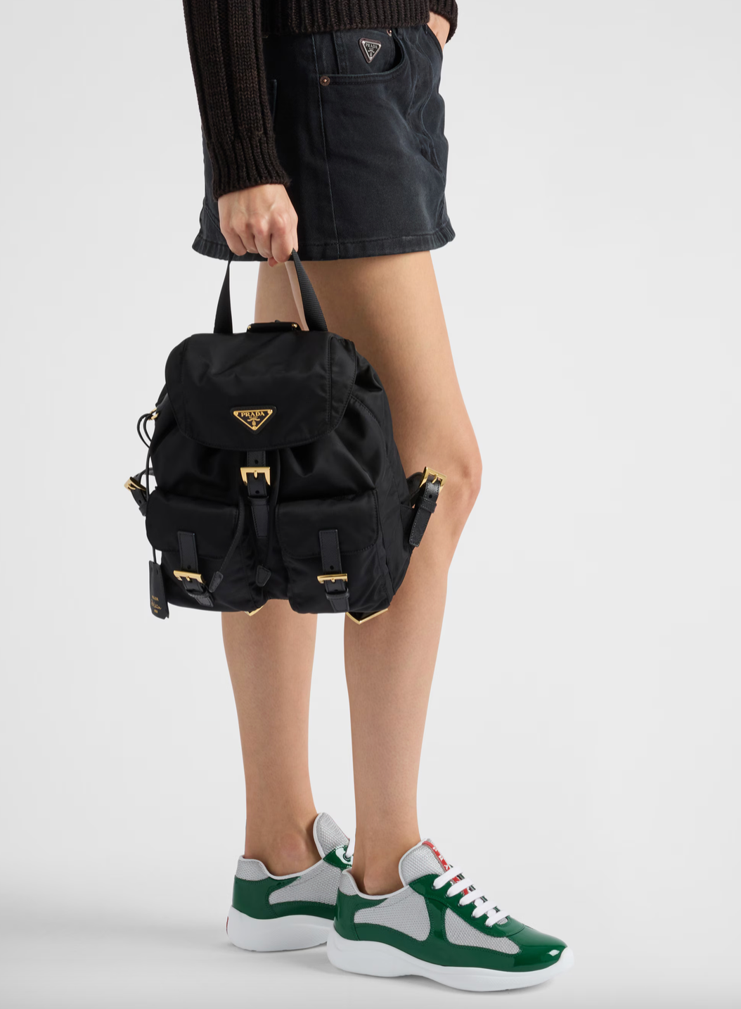 Prada America's Cup Biker Fabric Sneakers in Green