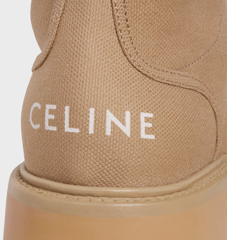 CELINE Bulky Lace-Up Boots in canvas