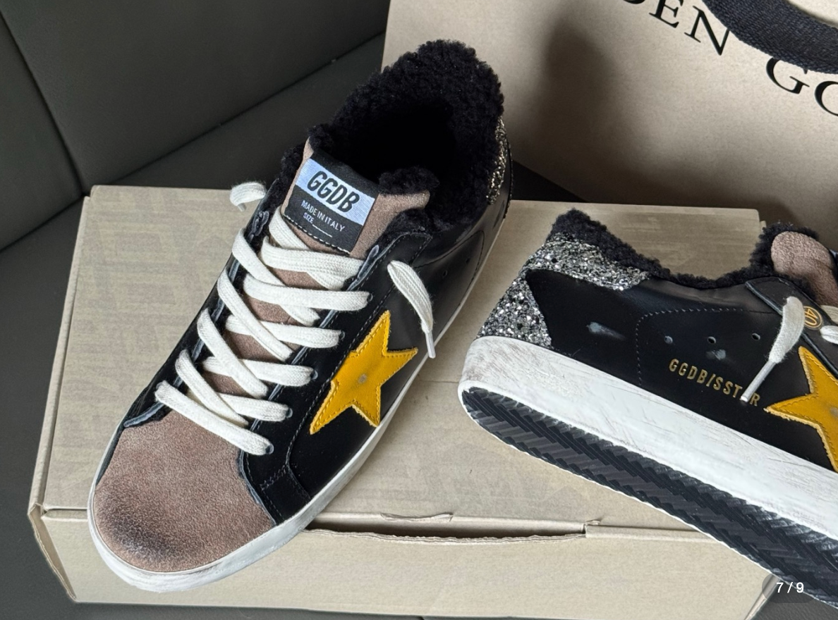 Superstar Black Sparkling Glitter Yellow Sneakers