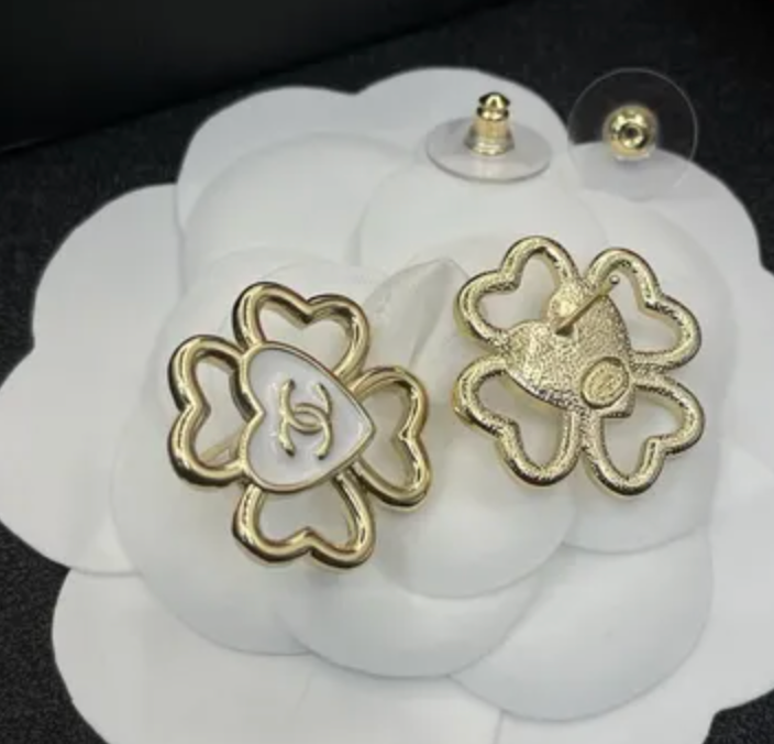 Chanel Four-Leaf Clover Heart earrings