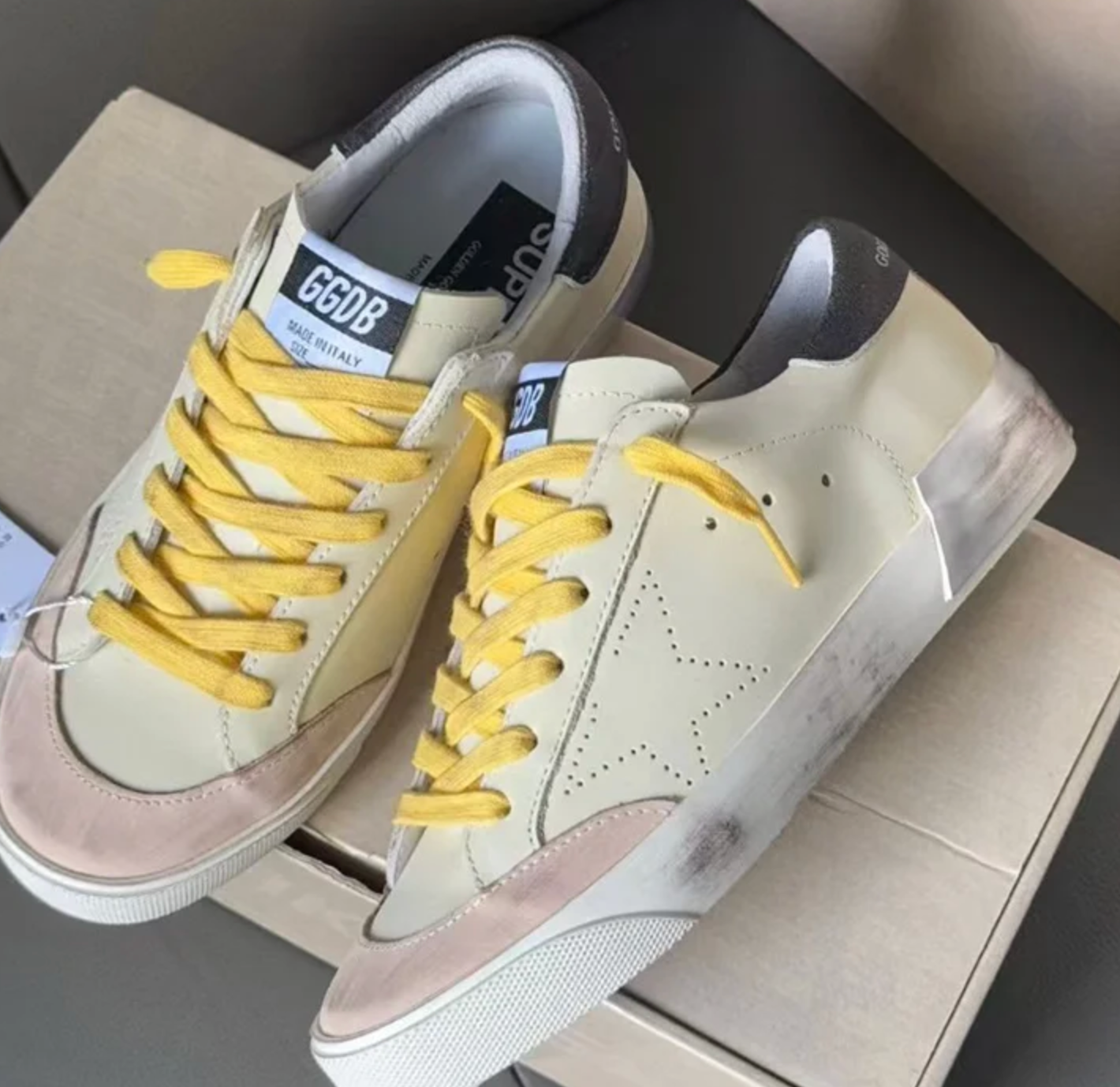 Penstar Perforated Star Leather Sneakers