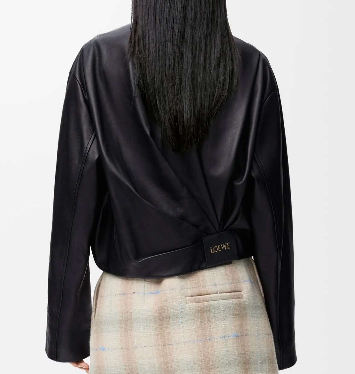 Draped jacket in nappa lambskin