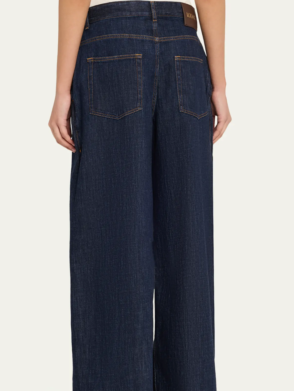 Loewe D-Ring Belted Wide-Leg Jeans