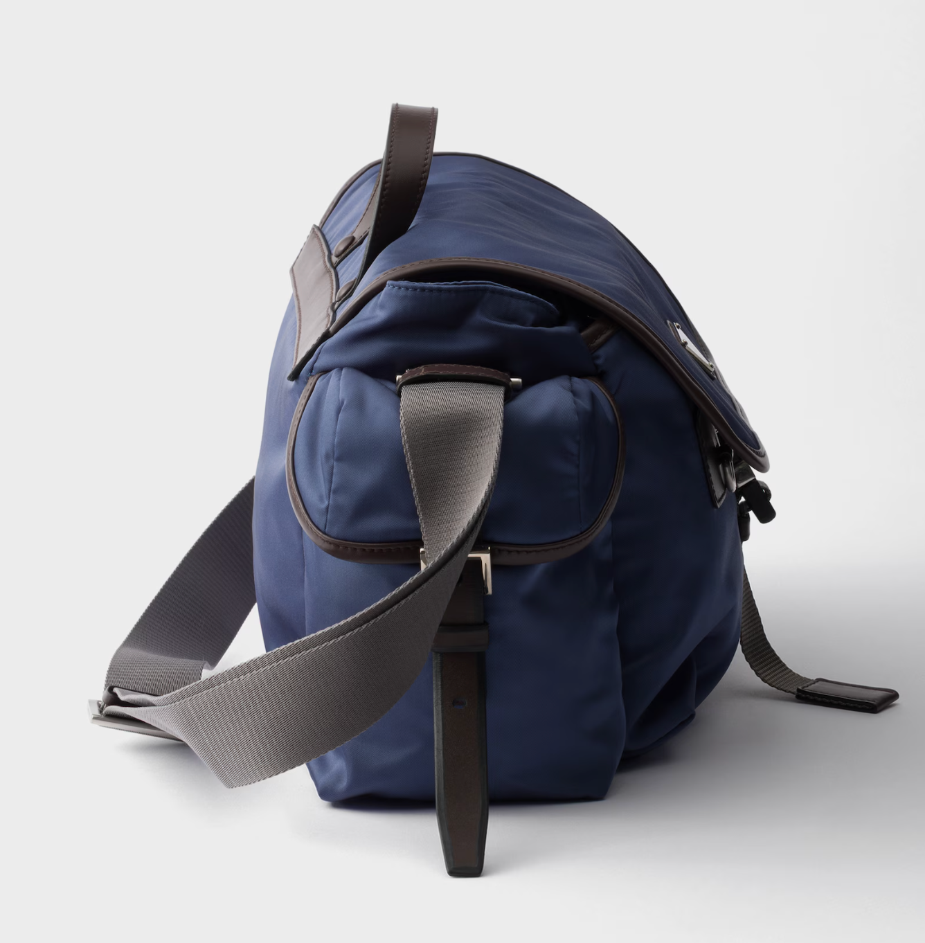 Re-Nylon and leather shoulder bag