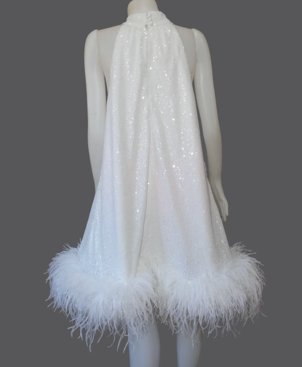 Sequin sleeveless halter neck dress
