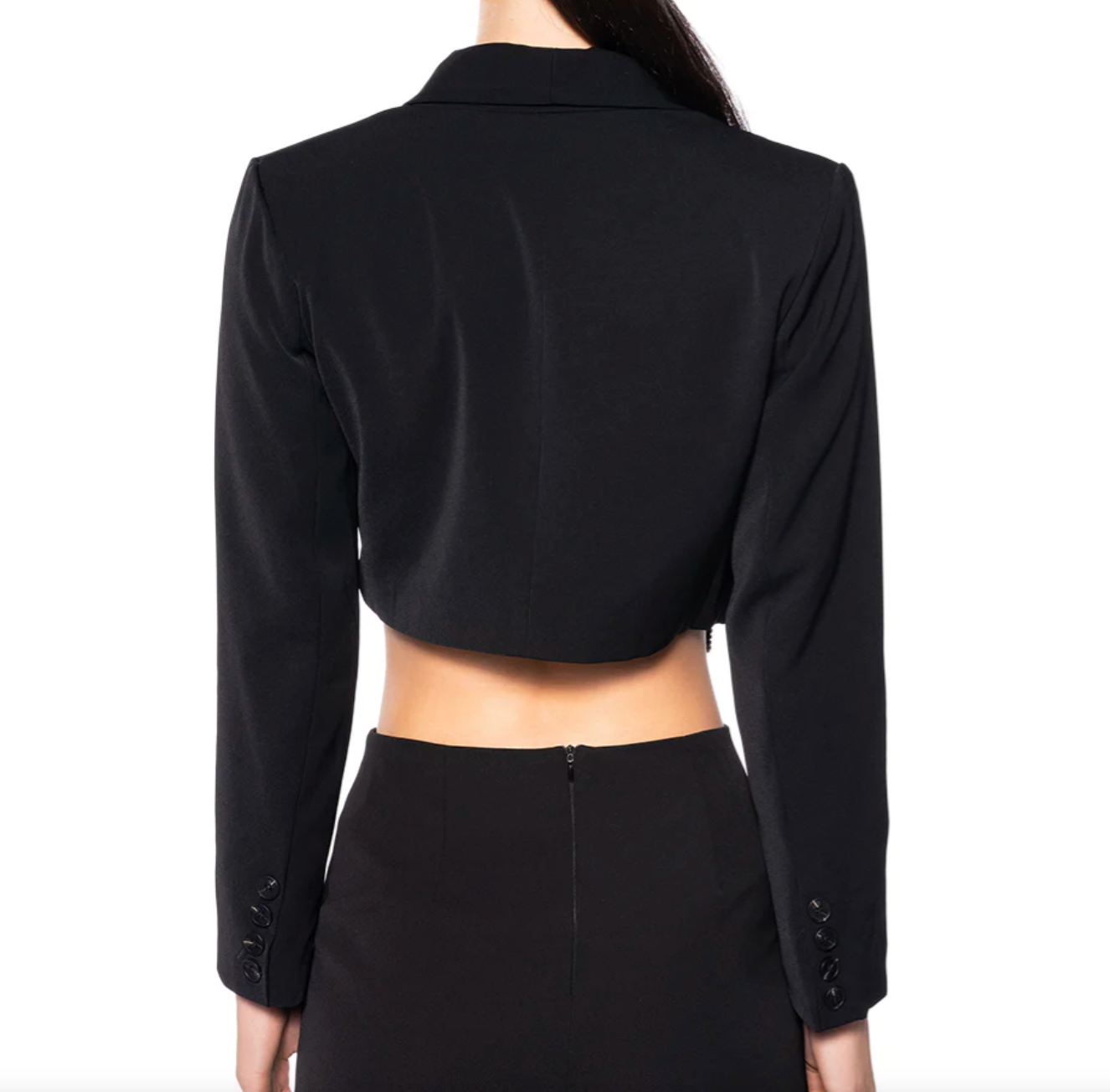 Embellished Cropped Blazer with Crystal Bows