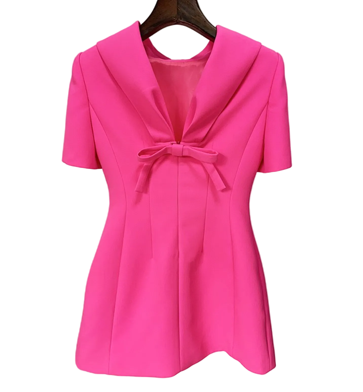 Short-sleeved hot pink mini dress