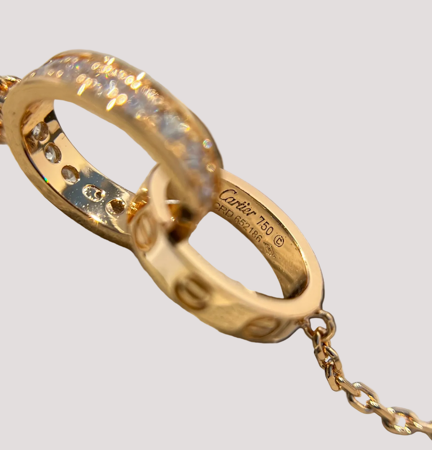 Cartier LOVE pendant, half-paved necklece
