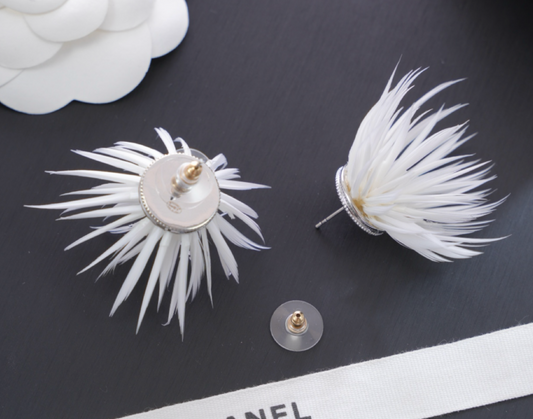 Chanel Metal & Feather Earrings