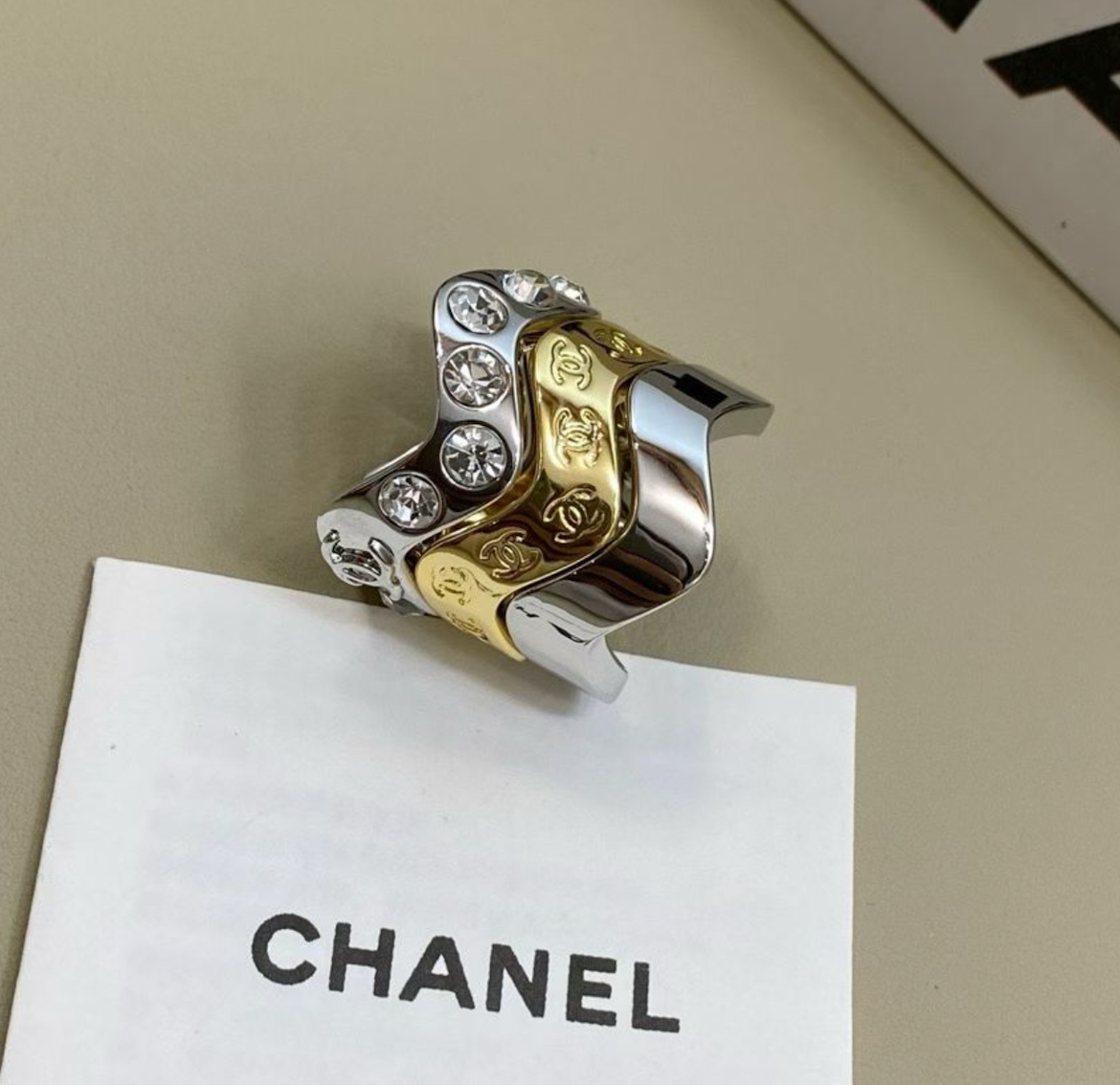 CHANEL Three-Piece Wave Stacking Ring