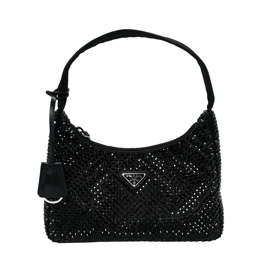 Prada Re-Edition Mini Satin Bag with Crystals