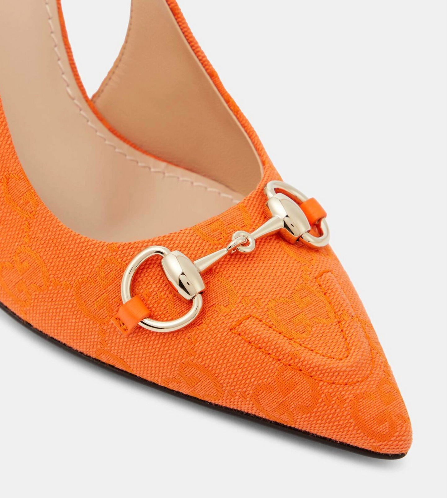 Gucci Horsebit GG Canvas Slingback Pumps