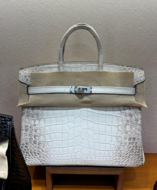 Hermès Birkin 25 handbag in shiny crocodile leather