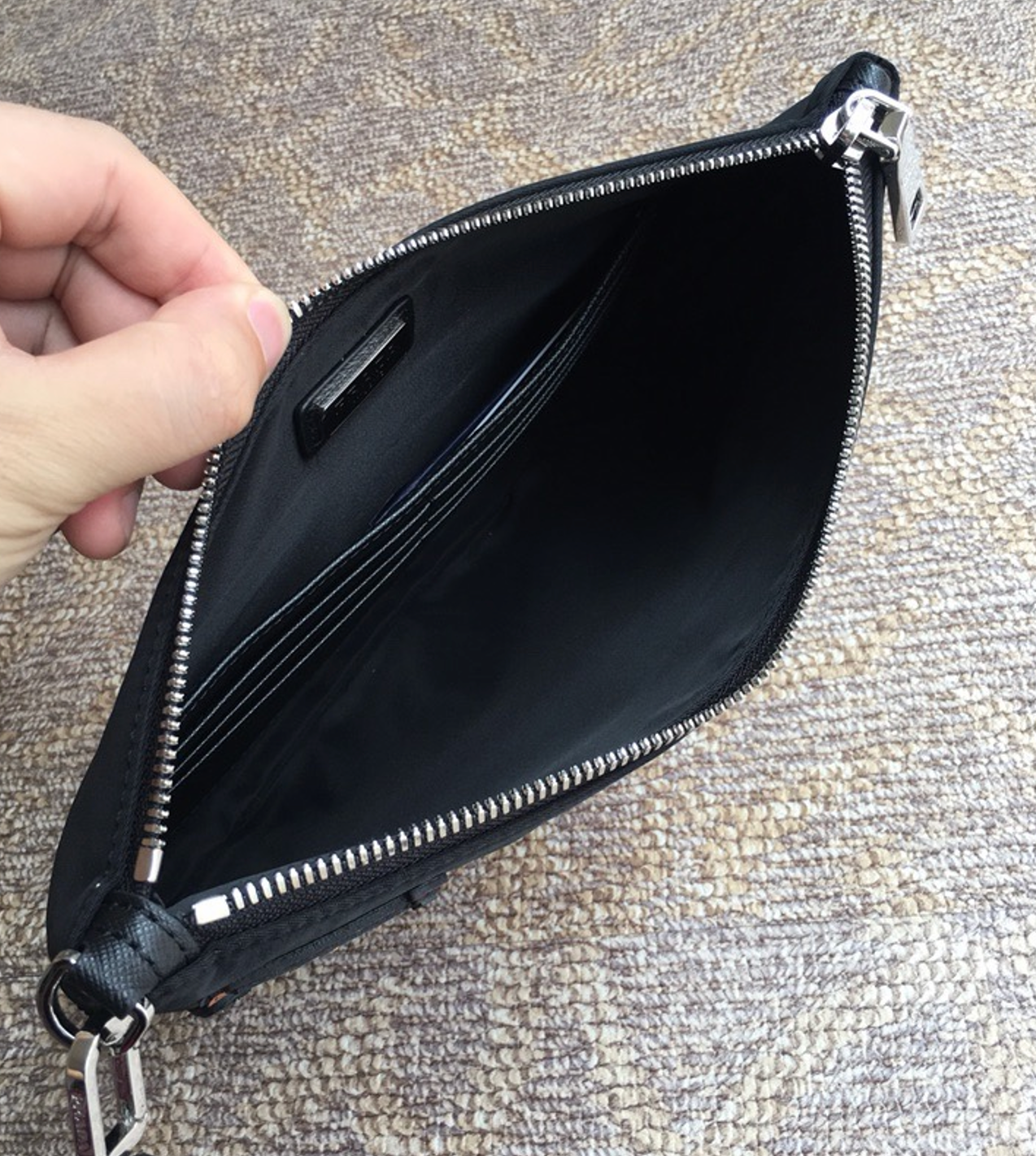 Prada Re-Nylon and Saffiano leather pouch