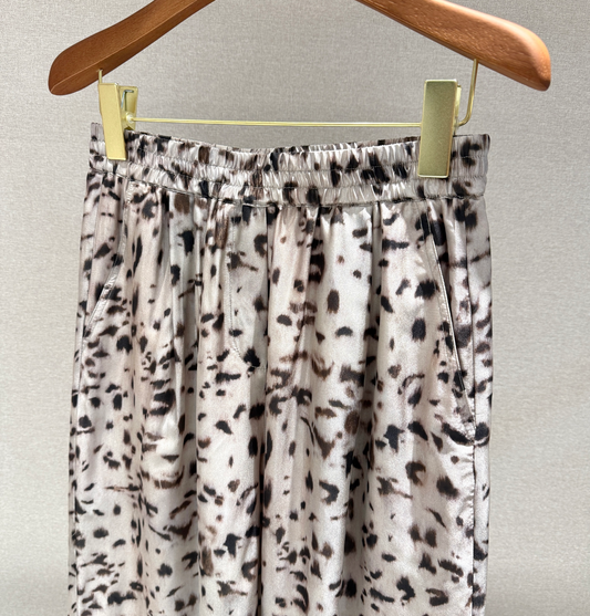 Brunello Cucinelli lynx-print silk pongee pants