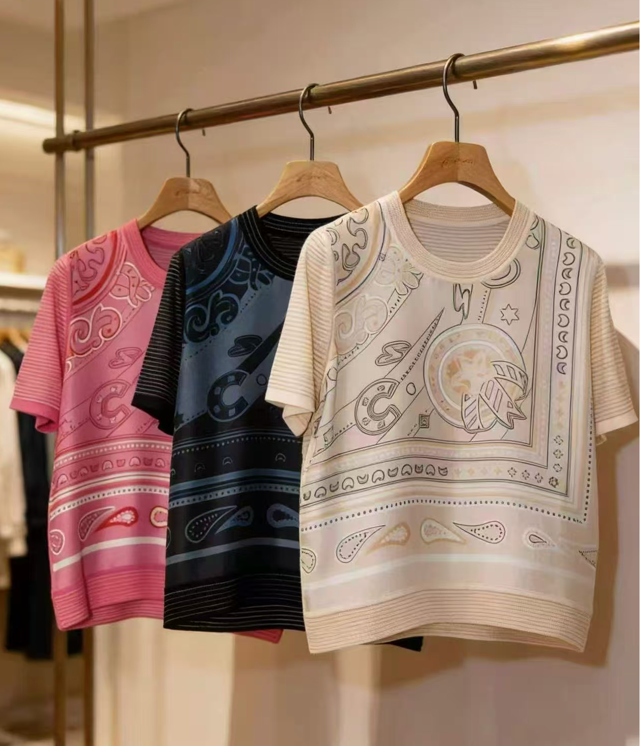 Hermès "Candy Libris" Bandana Twillaine Short-Sleeve Sweater