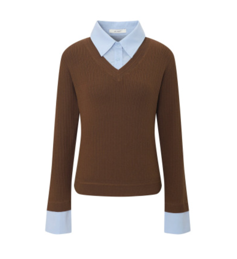 Miu Miu Gray/Light Blue V-neck sweater Knit