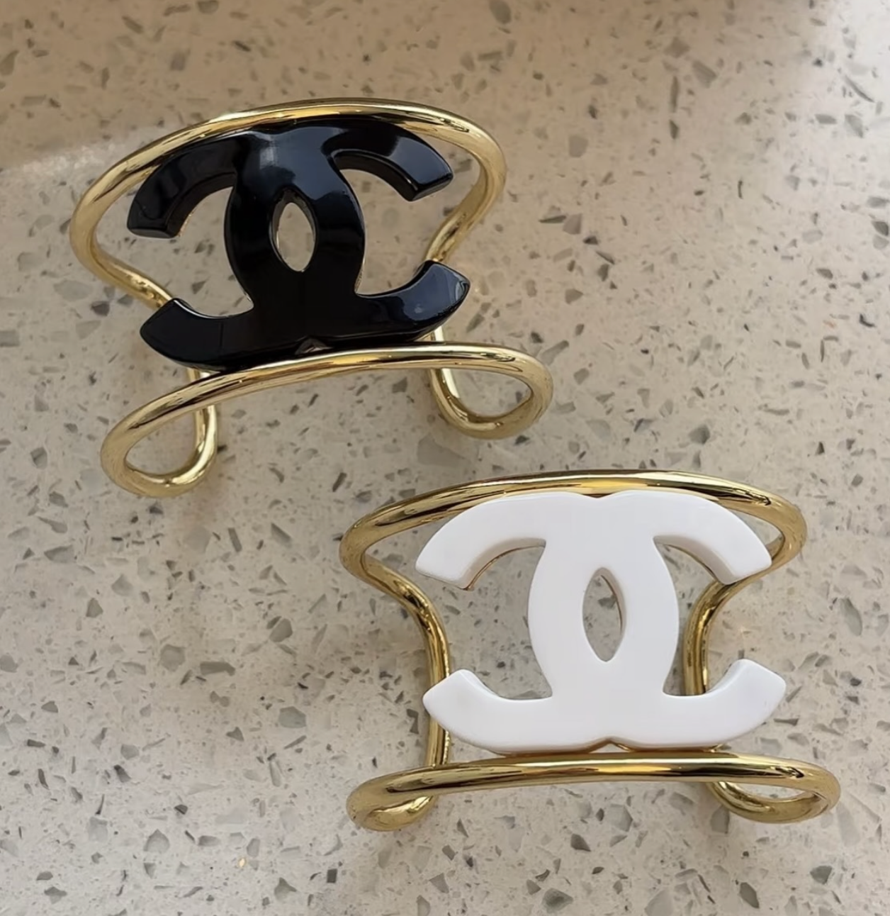 Chanel CC logo open cuff bangles