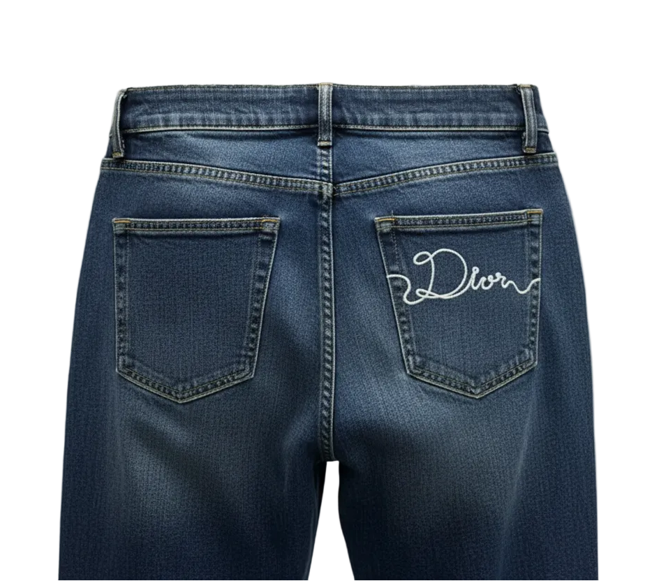 Dior cursive embroidery jeans