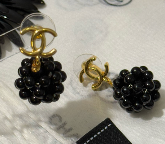 Chanel CC cluster drop earrings