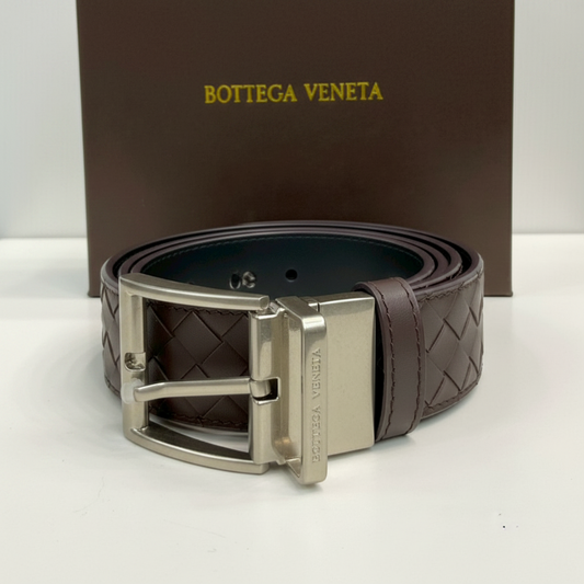 Bottega Reversible Intrecciato Leather Belt