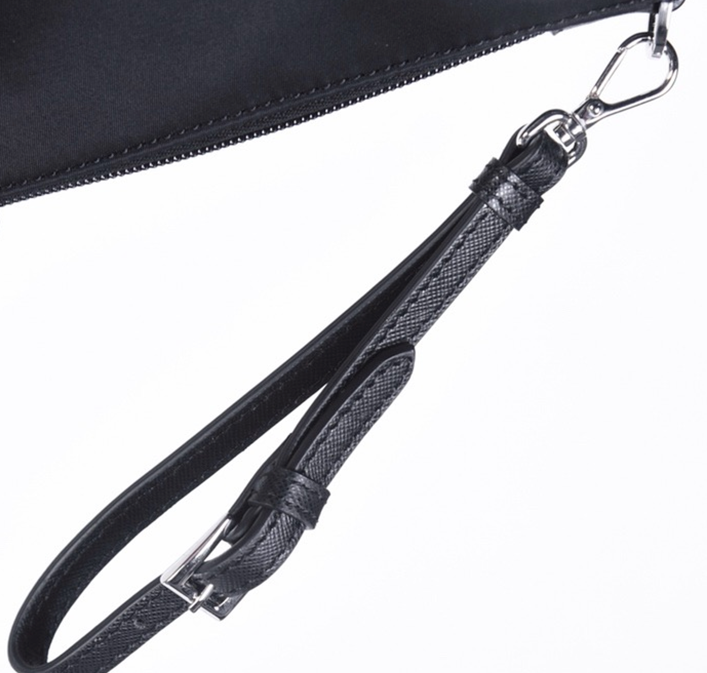 Re-Nylon and Saffiano leather pouch