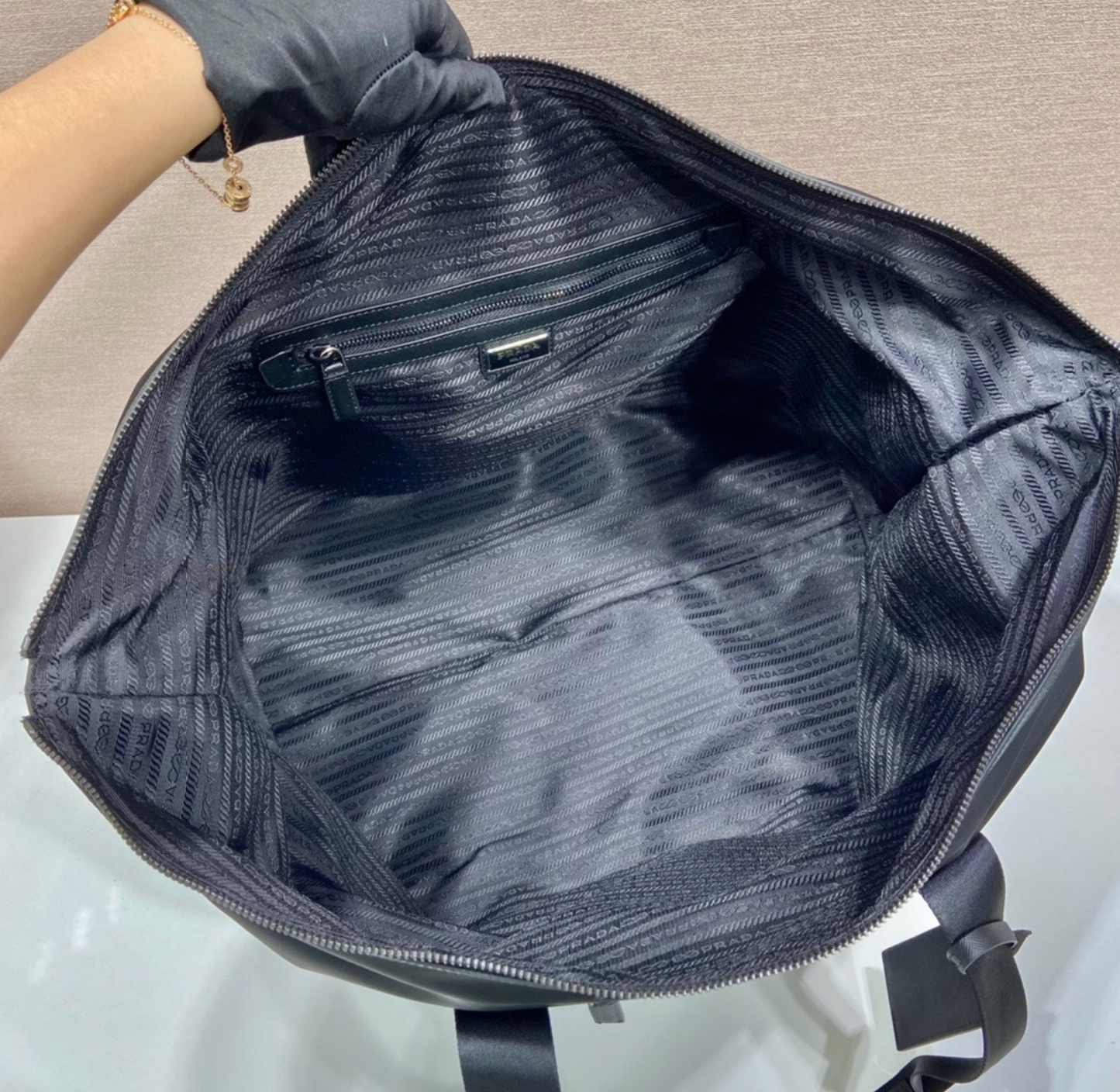 Prada Re-Nylon and Saffiano Leather Duffle Bag