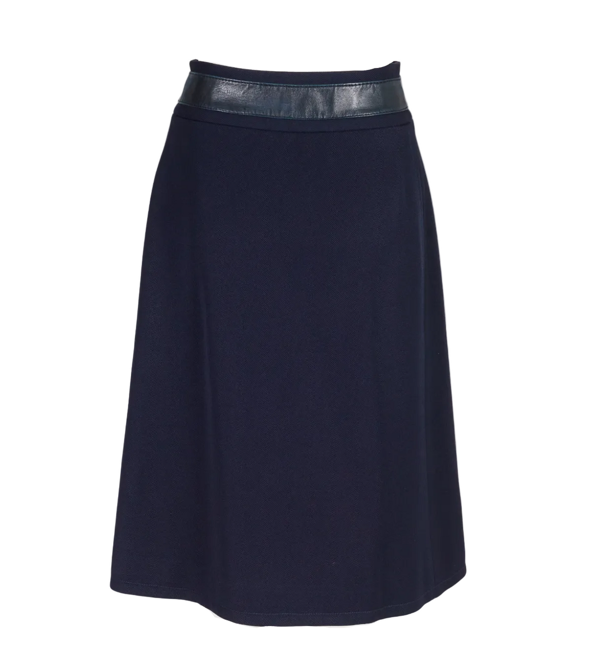 Céline 1970s Wool & Leather Wrap Skirt