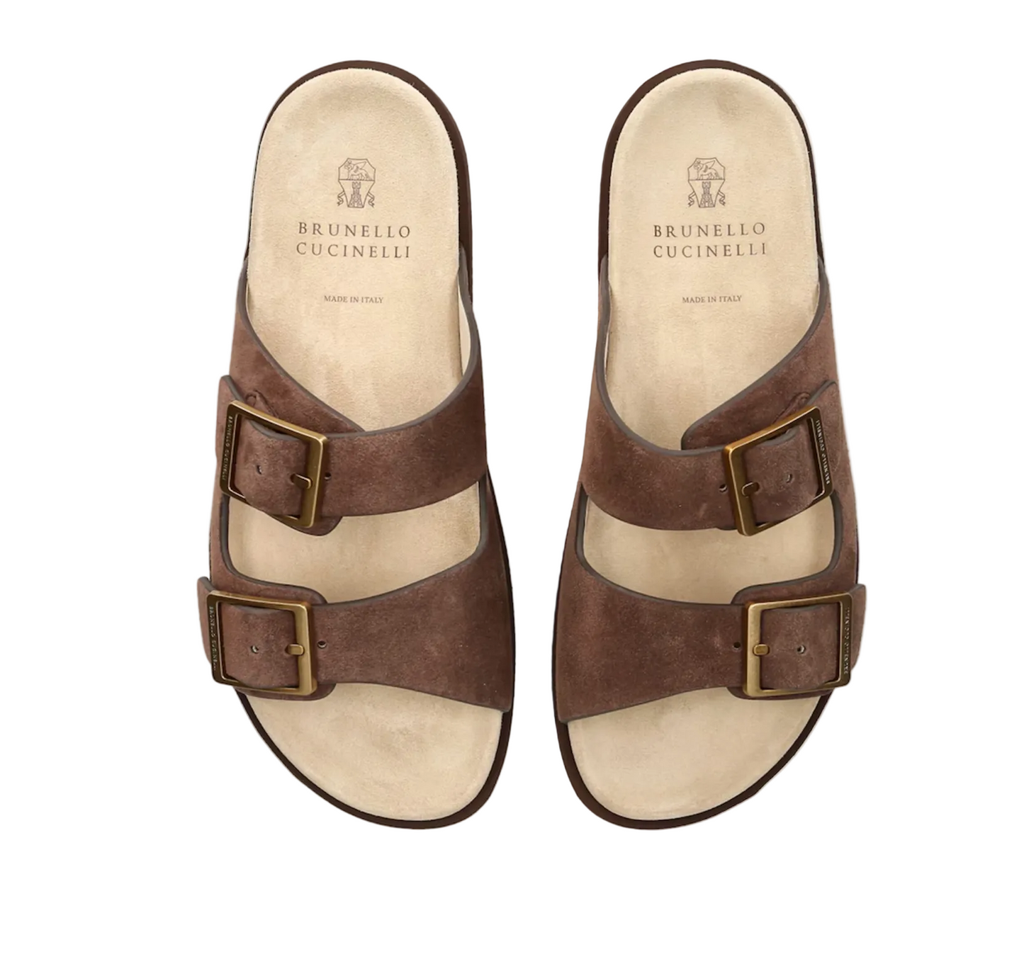 Brunello Cucinelli Buckled Suede Slides