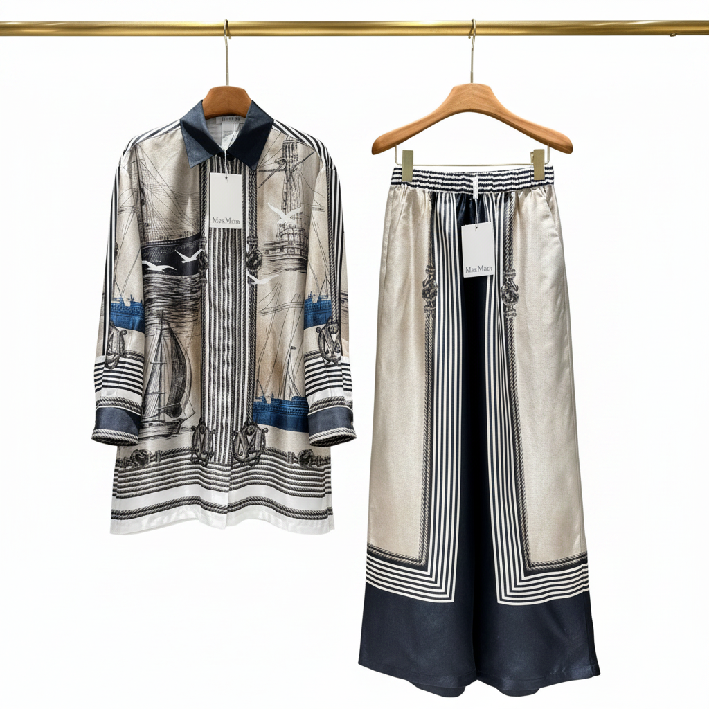 Max Mara Teglia Oversized Printed Silk Twill Shirt