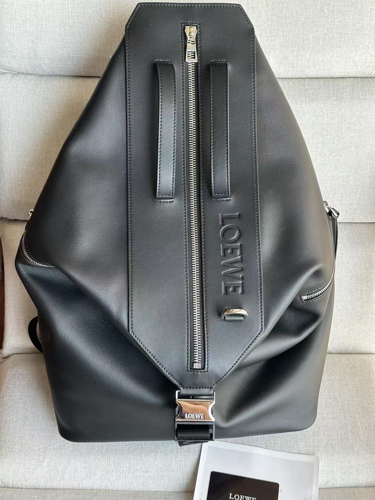 Loewe Convertible Logo-Debossed Leather Backpack