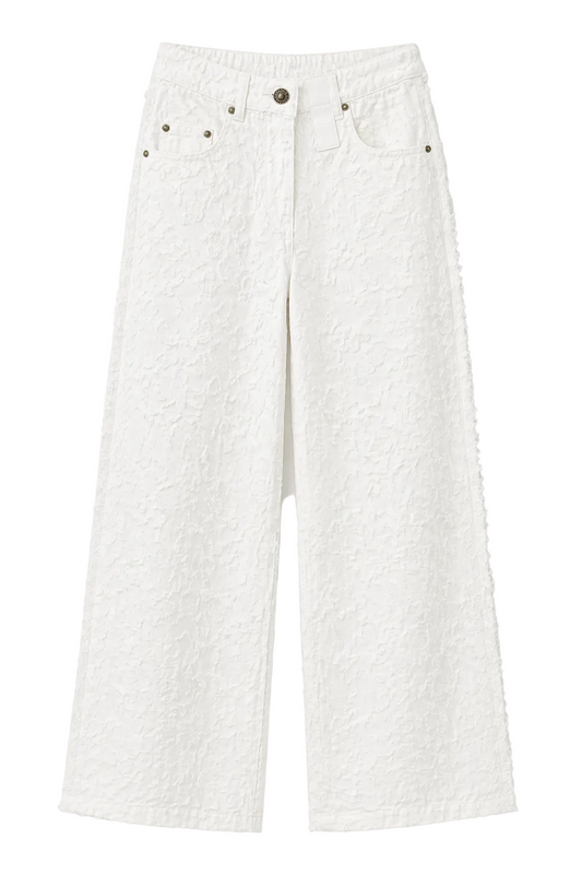 LV floral wide-leg denim jeans