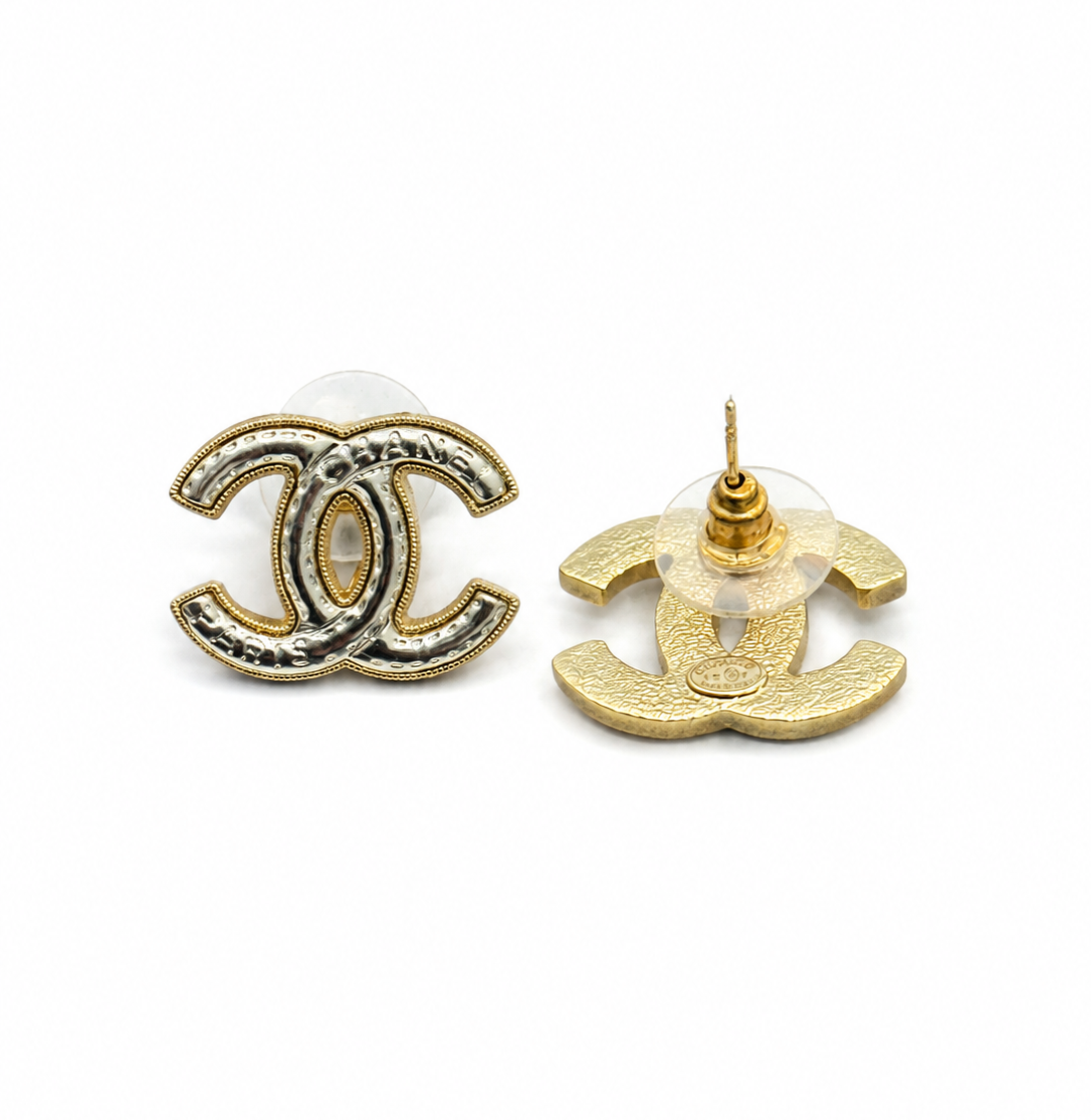 Chanel Interlocking CC Stud Earrings