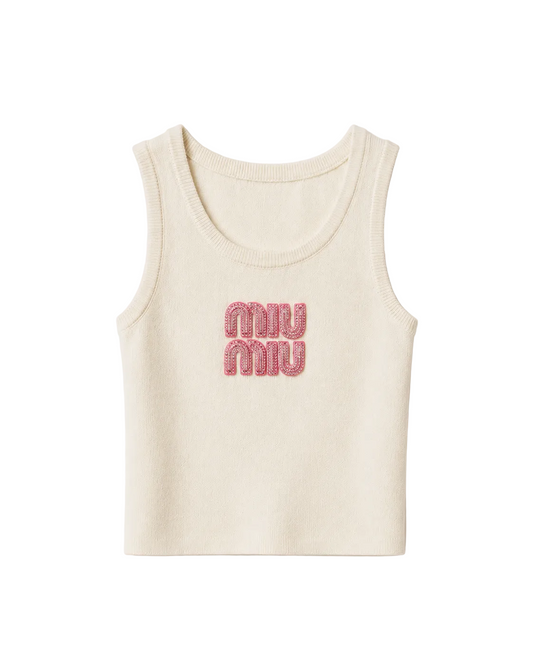 Miu Miu Ribbed Jersey Tank Top