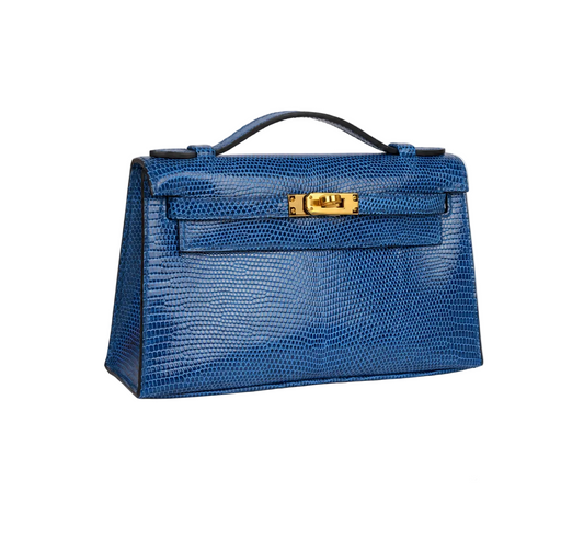 Hermès Kelly Pochette Bleu Saphir Lizard