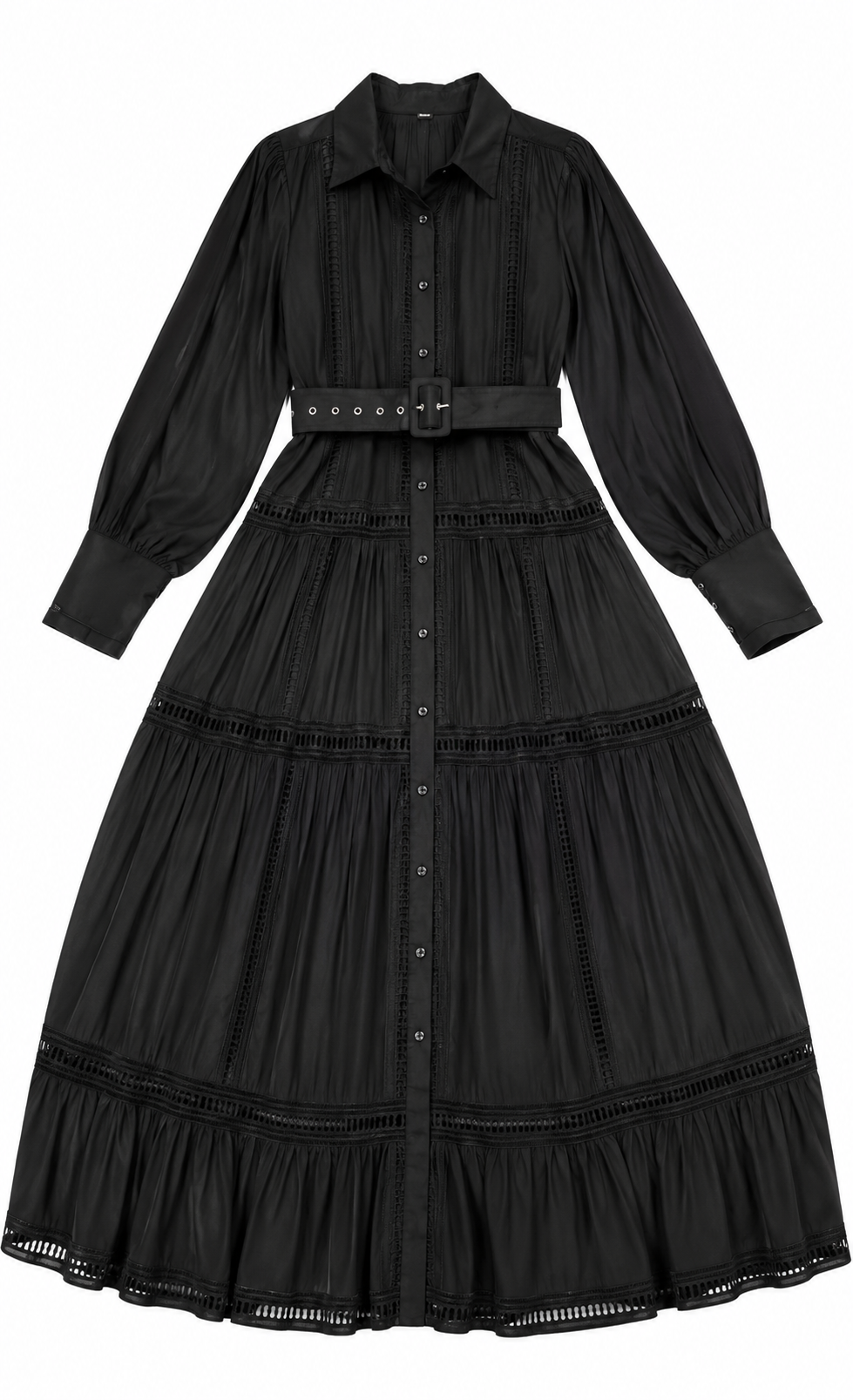 Tiered maxi dress with belt
