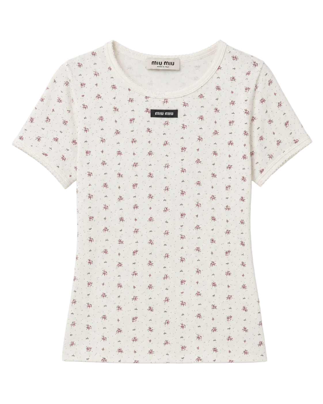 Miu Miu white floral cotton jersey T-shirt