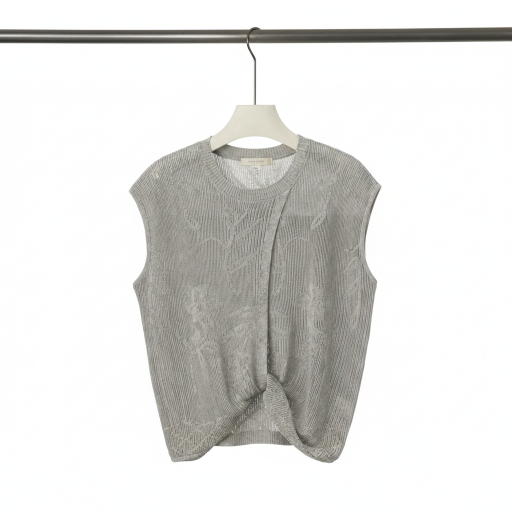 Brunello sheer floral open-knit twist vest