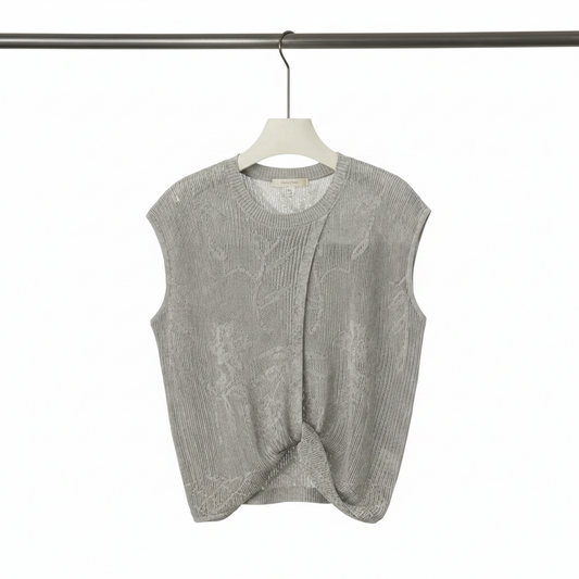 Brunello sheer floral open-knit twist vest