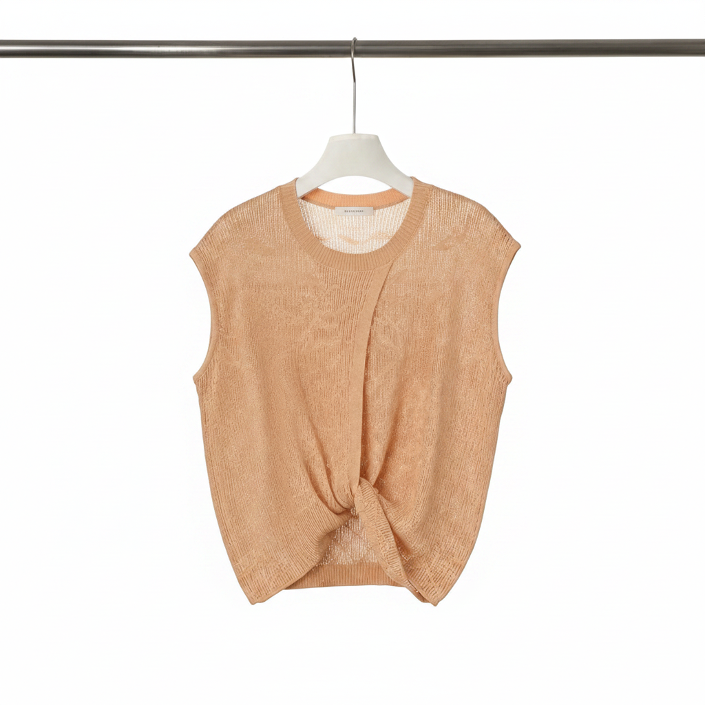 Brunello sheer floral open-knit twist vest