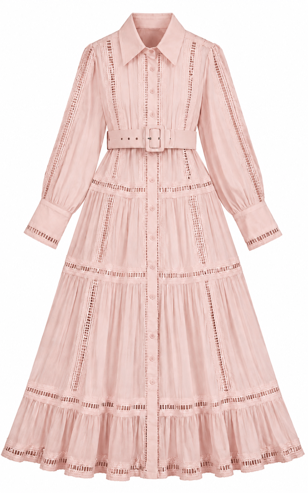 Tiered maxi dress with belt