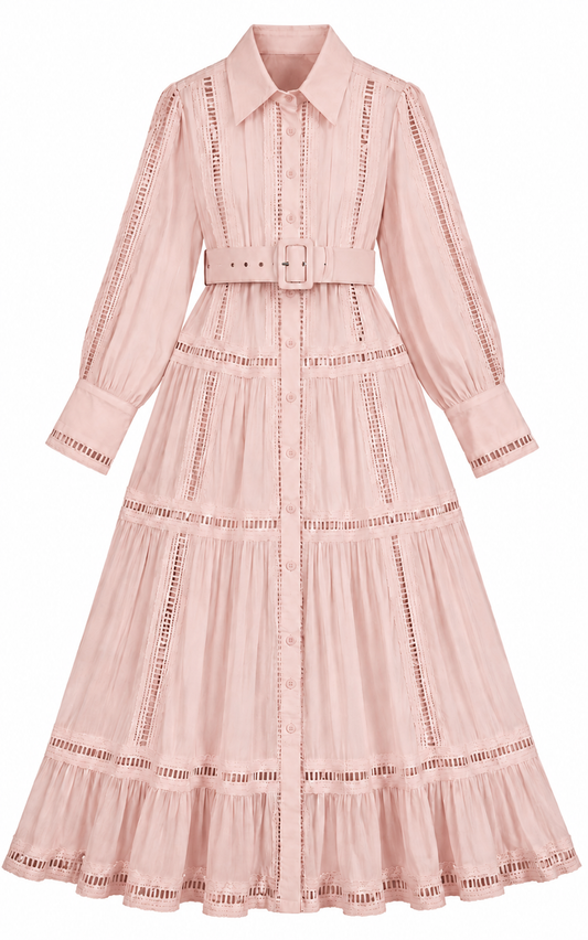 Tiered maxi dress with belt