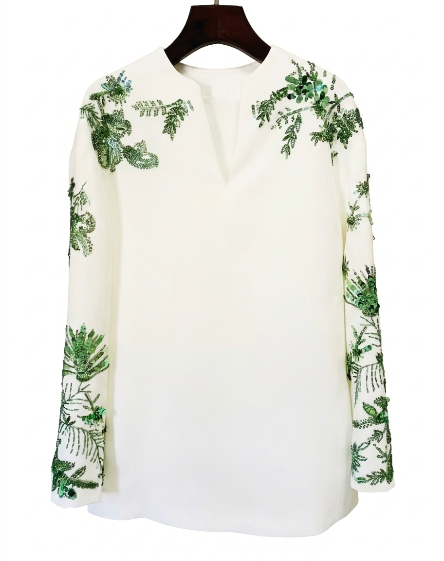 Two-piece ensemble beaded floral suit