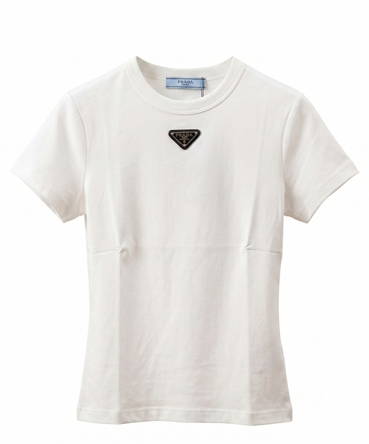 Prada Triangle-Logo Cotton T-Shirt